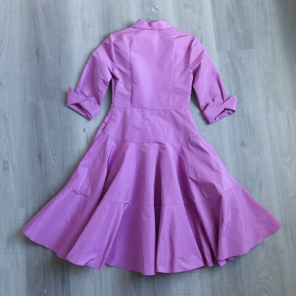 CAROLINA HERRERA shirtdress lilac purple midi 4 party event wedding chic ALTERED - Picture 2 of 15